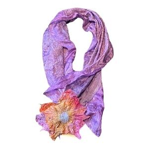 NWT Handmade Silk Purple Scarf Kate Ramsey Artisan Collection Mad In Ireland